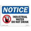 Signmission OSHA Notice Sign, 10" H, Rigid Plastic, Industrial Water Do Not Drink Sign With Symbol, Landscape OS-NS-P-1014-L-13693